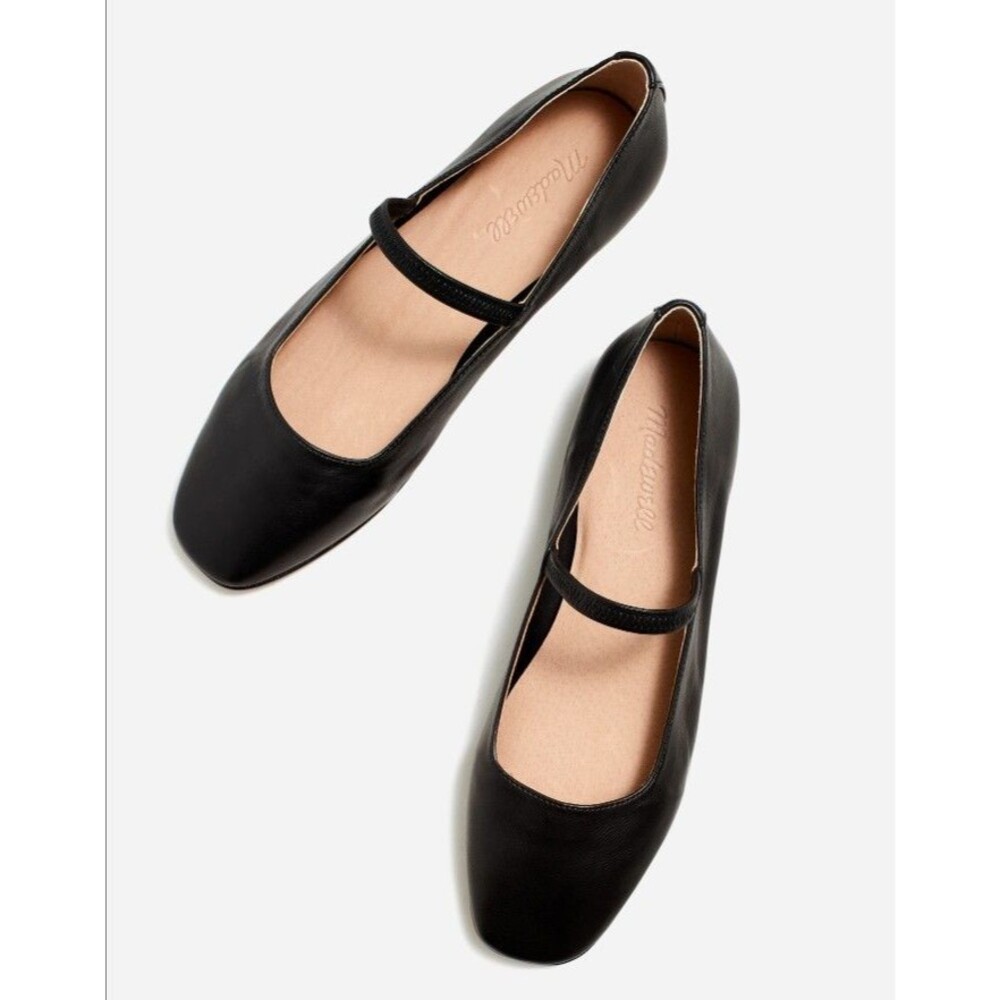 NEW Madewell The Greta Mary Jane Flats 100% Leather Shoes Ballet Black Size 6